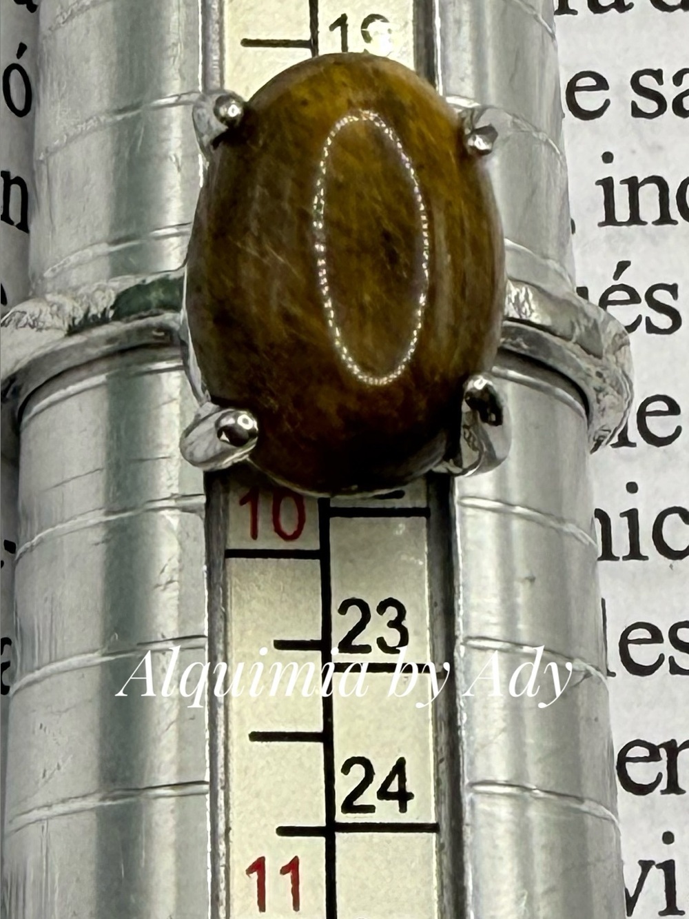 Tiger Eye Silver-Plated Statement Ring - Golden Brown